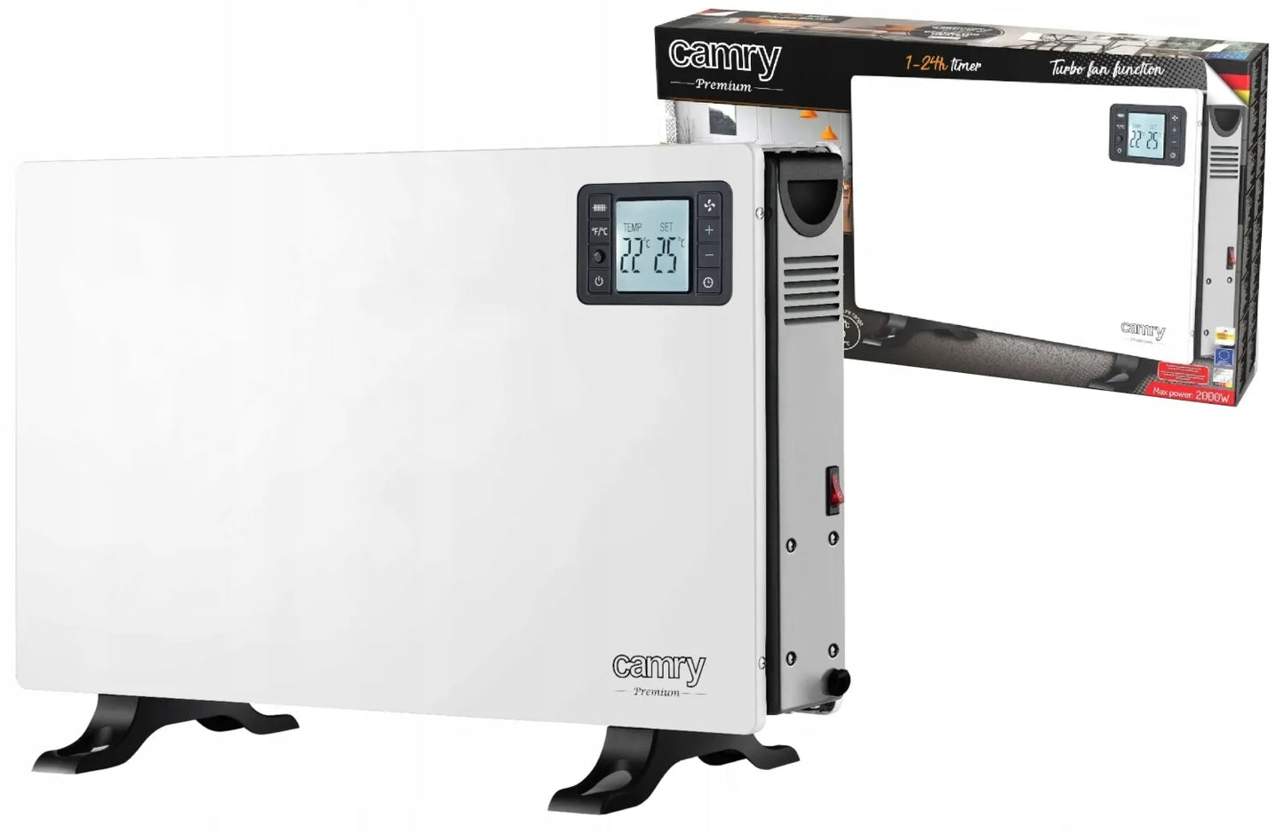 Elektrinis konvekcinis šildytuvas CAMRY 2000W su termostatu ir nuotolinio valdymo pulteliu