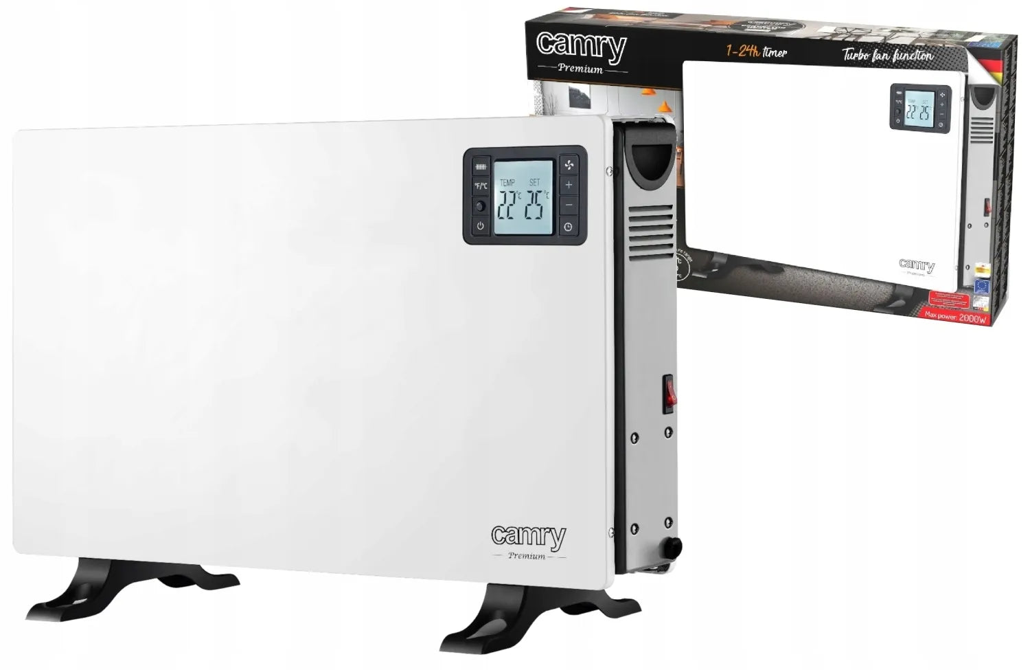 Elektrinis konvekcinis šildytuvas CAMRY 2000W su termostatu ir nuotolinio valdymo pulteliu