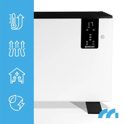 Elektrinis konvekcinis šildytuvas MalTec 2400W su termostatu, nuotolinio valdymo pulteliu ir laikmačiu