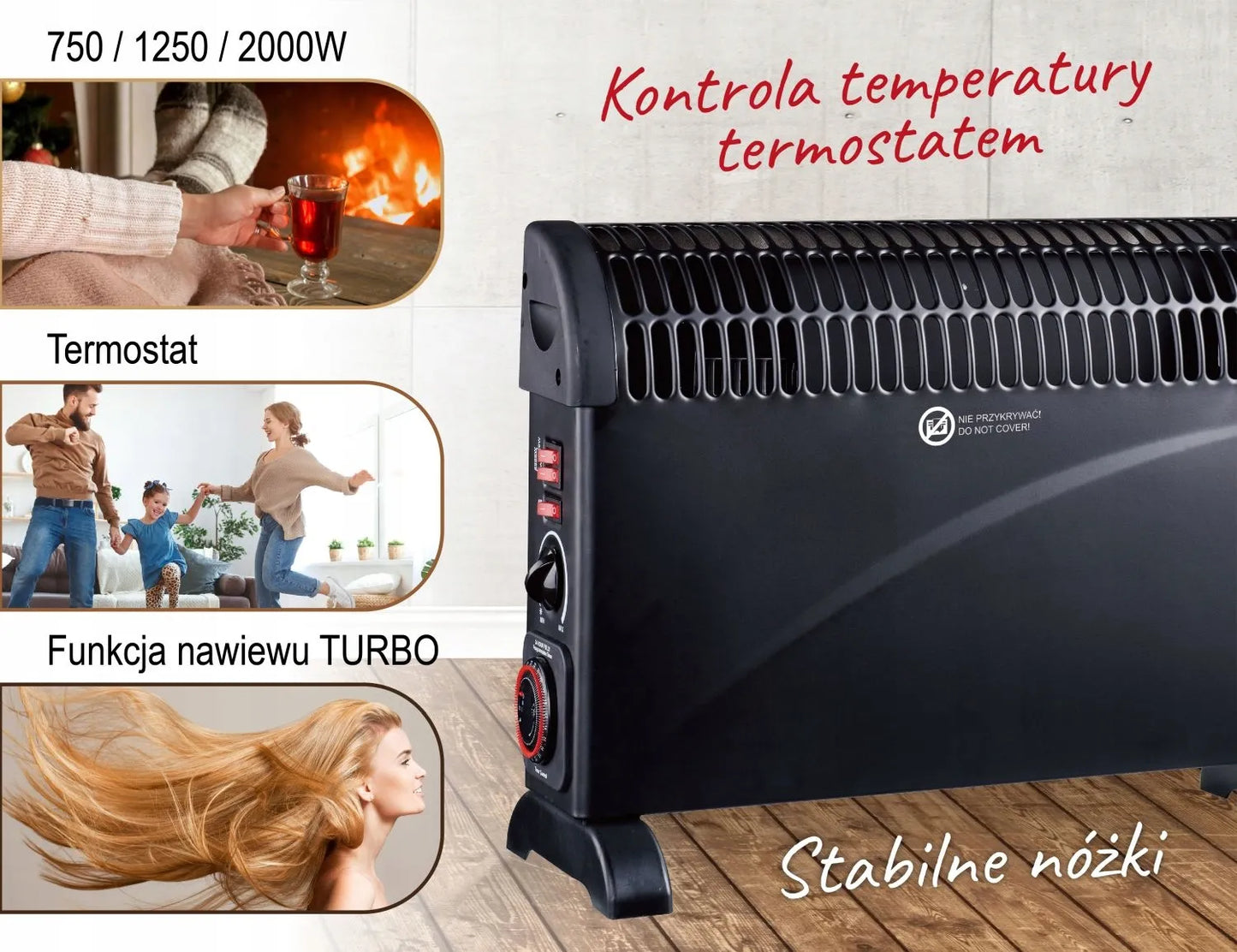 Elektrinis konvektorinis šildytuvas Mesko su laikmačiu, „Turbo“ ventiliacija ir 2000W galia