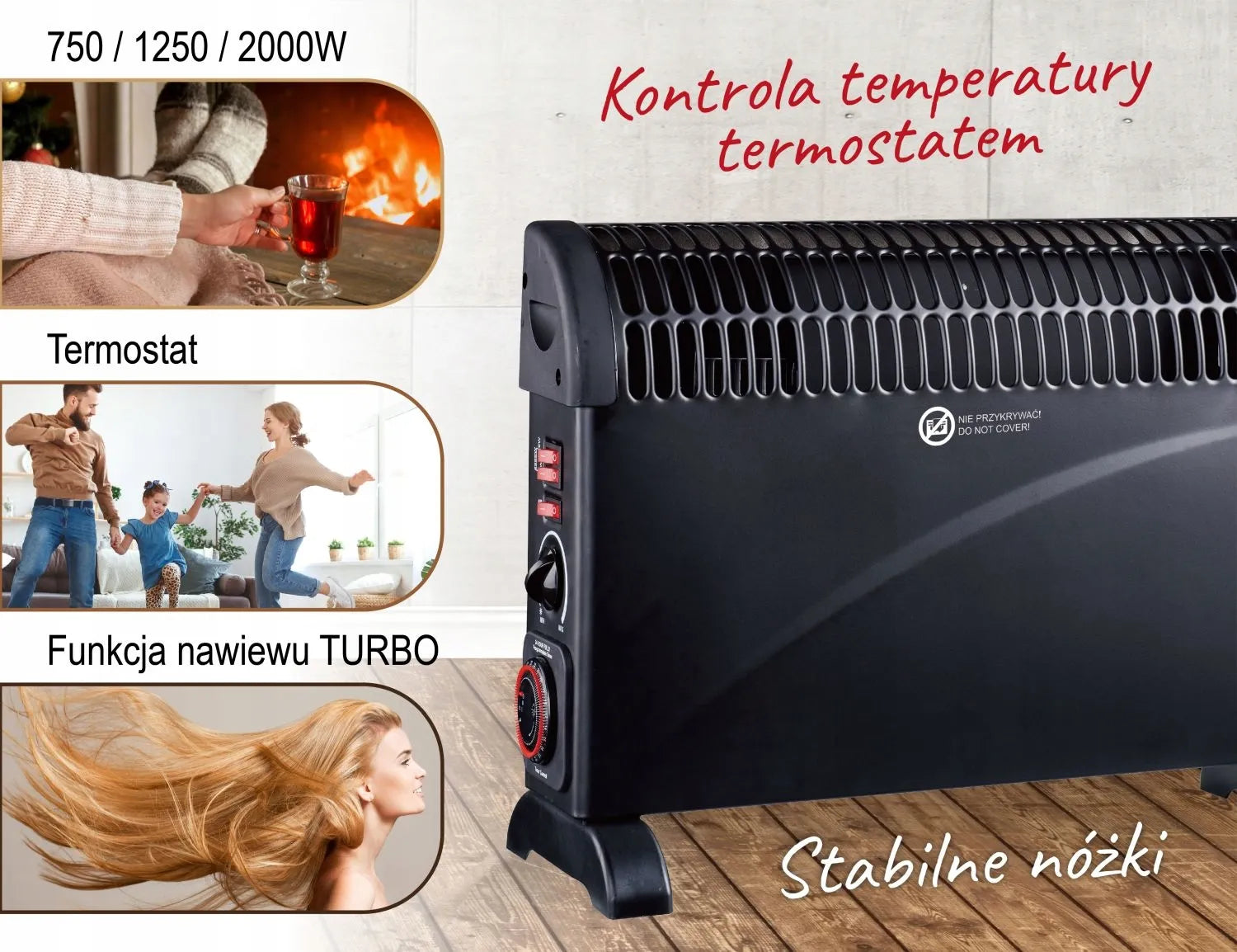Elektrinis konvektorinis šildytuvas Mesko su laikmačiu, „Turbo“ ventiliacija ir 2000W galia