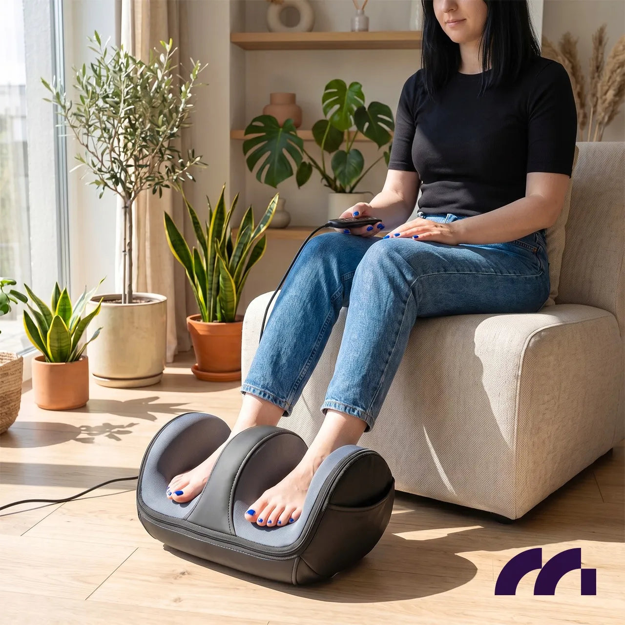 Elektrinis pėdų masažuoklis MalTec FootPulse black su šildymu ir Shiatsu funkcija