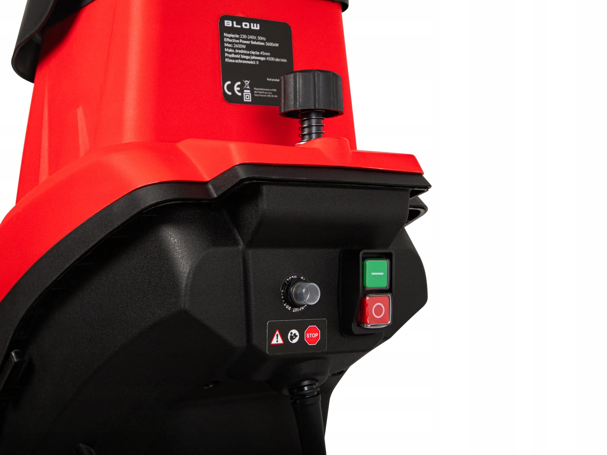 Elektrinis šakų smulkintuvas BLOW 3600W 45mm + 2x 45L krepšiai, 2x peiliai