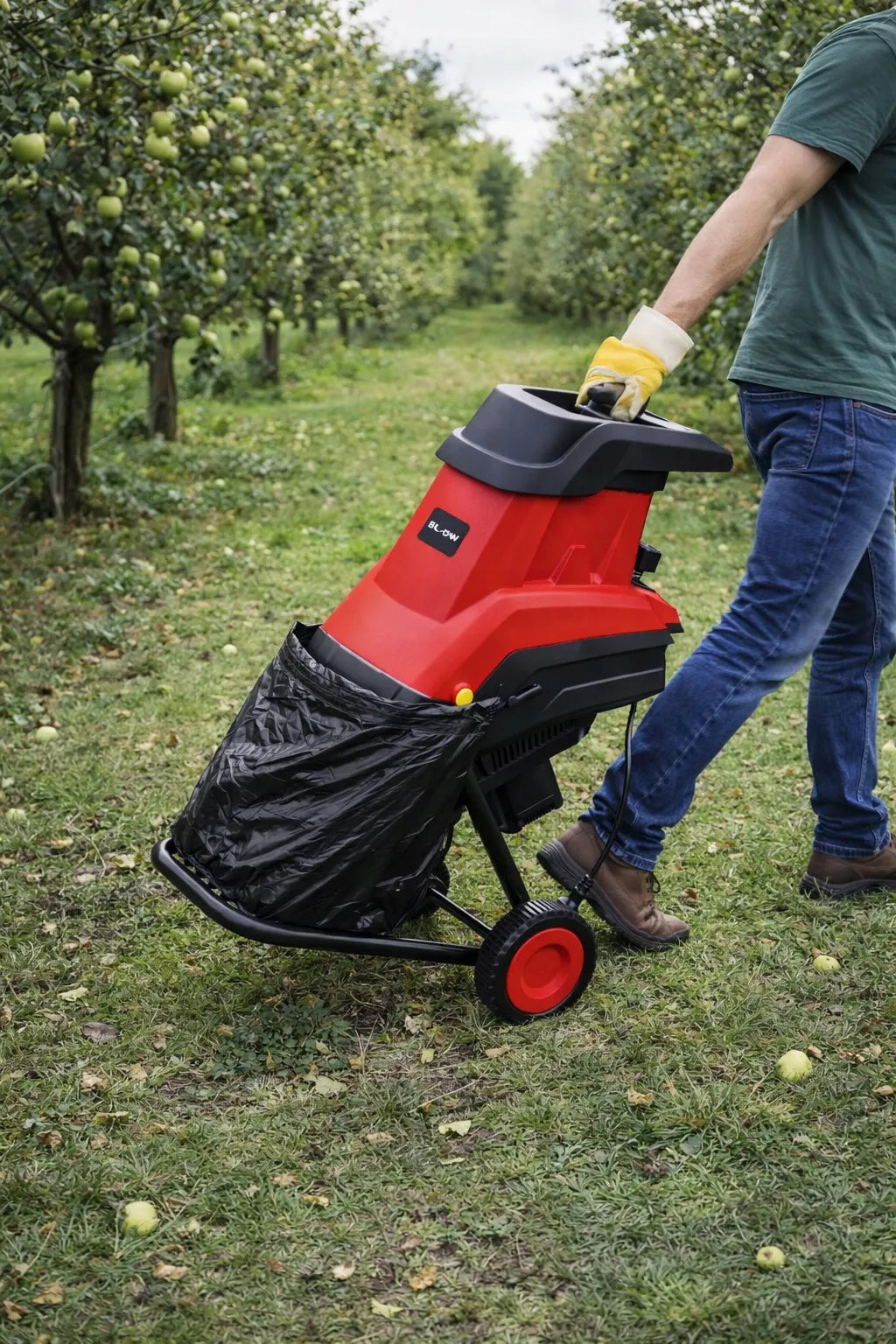 Elektrinis šakų smulkintuvas BLOW 3600W 45mm + 2x 45L krepšiai, 2x peiliai