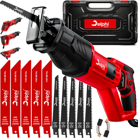 Elektrinis siaurapjūklis kardo pjūklas medienai ir metalui Delphi Tools pasukama rankena