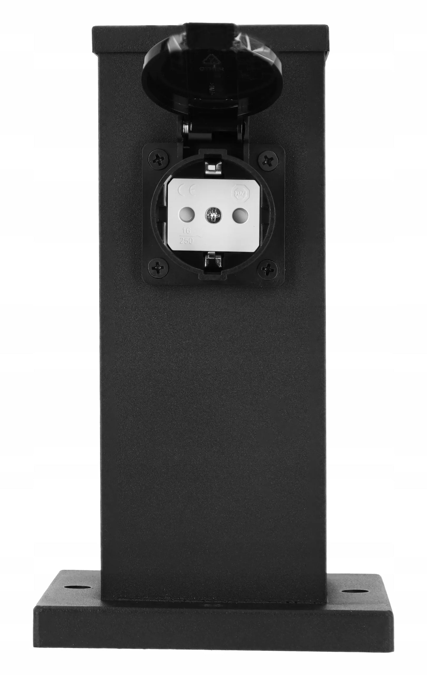 Elektrinis sodo stulpas su 2 hermetiniais 230V lizdais, IP44, juodas