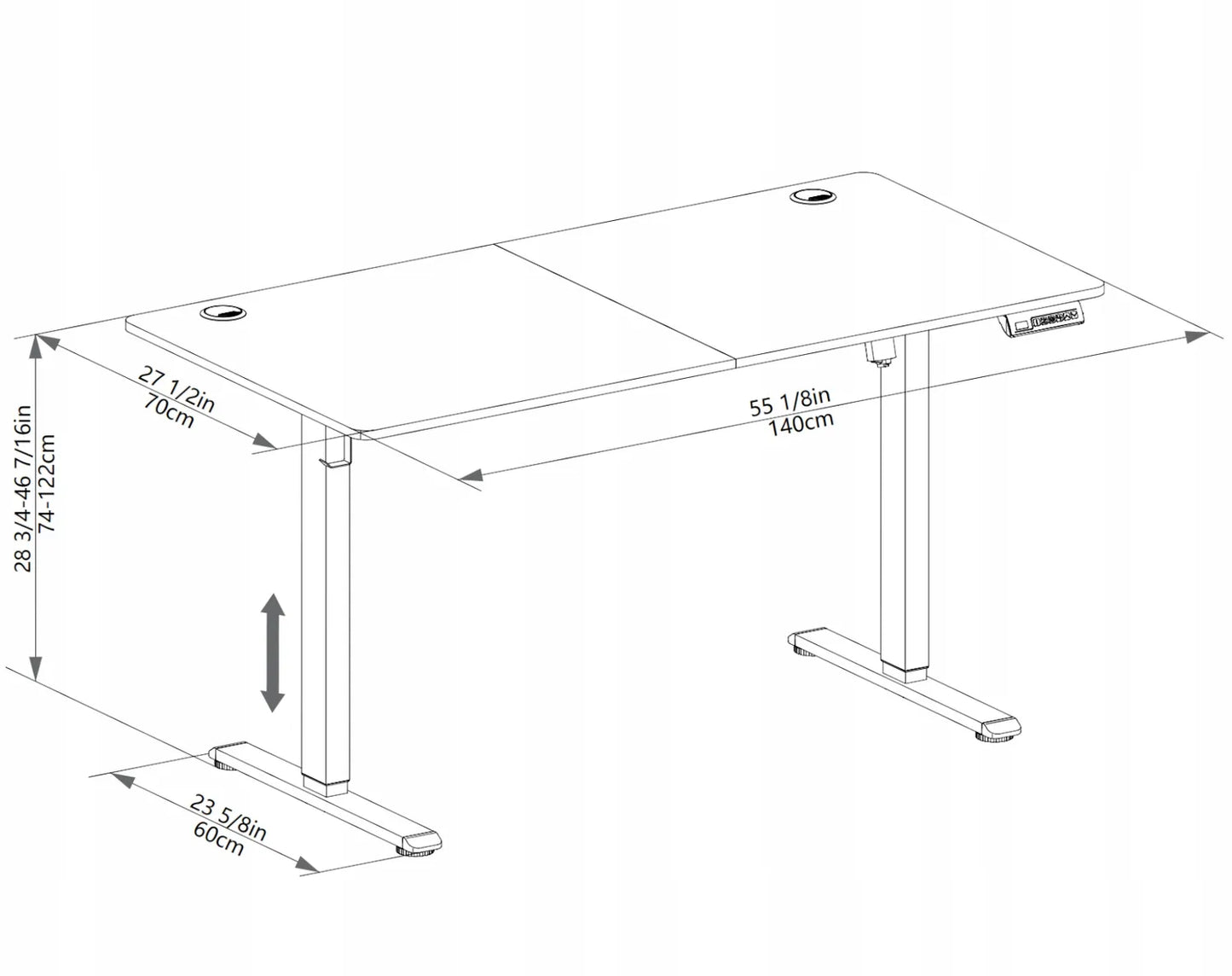 Elektrinis stalas Triadyn WorkBase 1407 su reguliuojamu aukščiu 140x70 cm