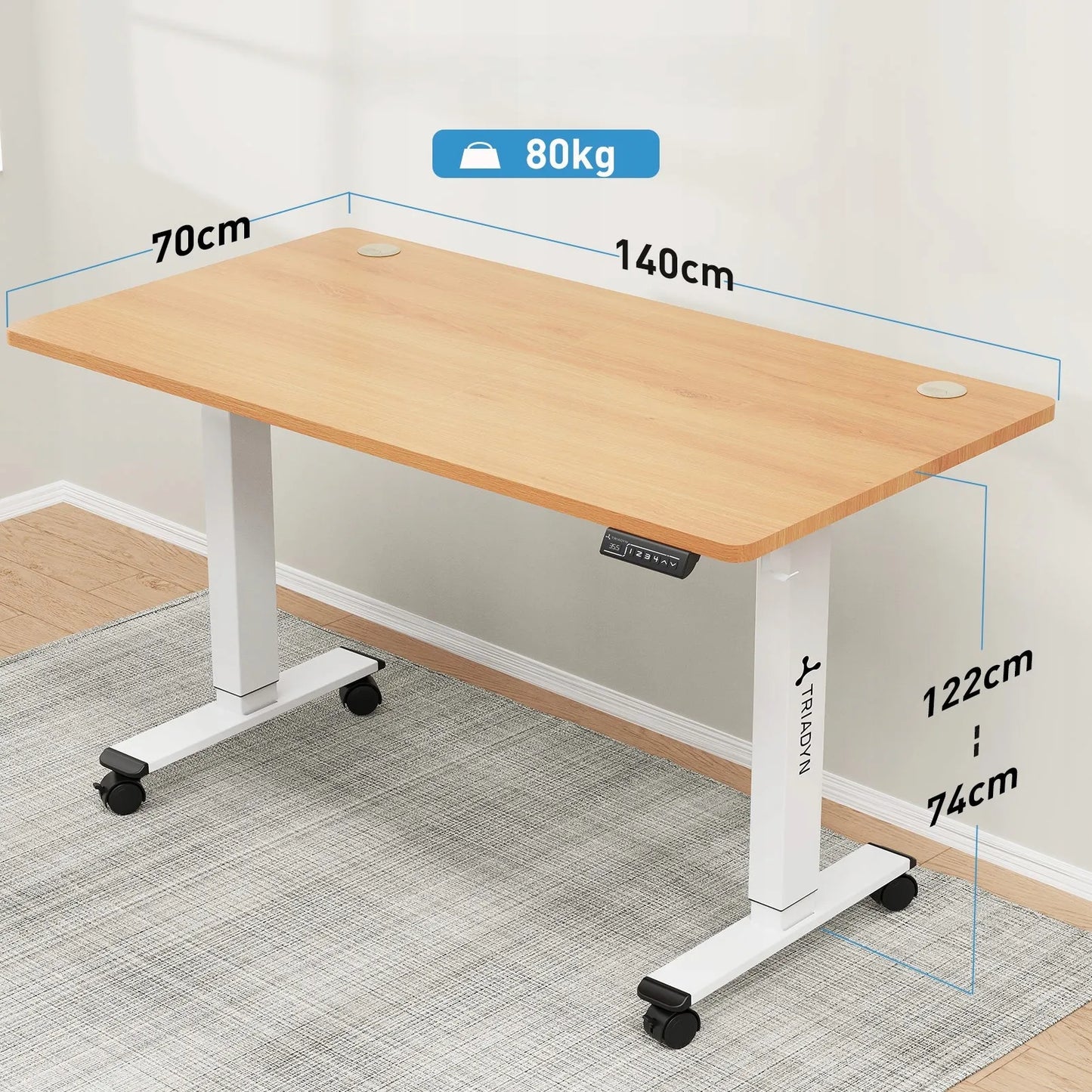 Elektrinis stalas Triadyn WorkBase 1407 su reguliuojamu aukščiu 140x70 cm