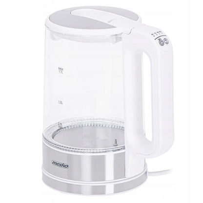 Elektrinis stiklinis virdulys MS-1301 su temperatūros reguliavimu, belaidis, 1,5 l, baltas