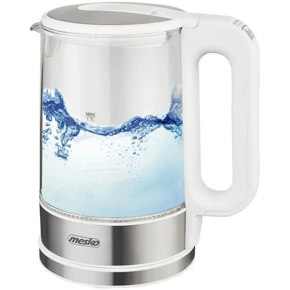 Elektrinis stiklinis virdulys MS-1301 su temperatūros reguliavimu, belaidis, 1,5 l, baltas