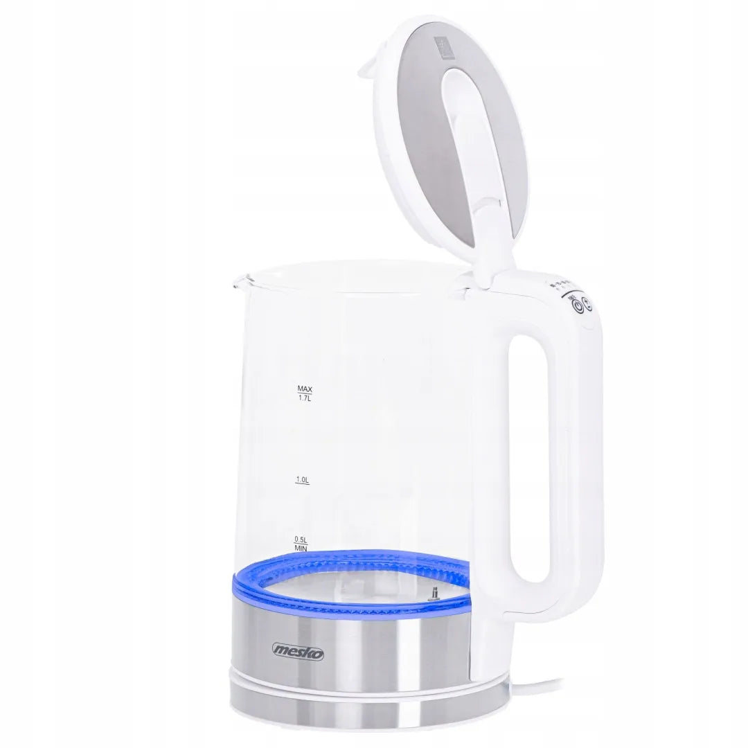 Elektrinis stiklinis virdulys MS-1301 su temperatūros reguliavimu, belaidis, 1,5 l, baltas