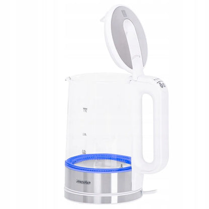 Elektrinis stiklinis virdulys MS-1301 su temperatūros reguliavimu, belaidis, 1,5 l, baltas