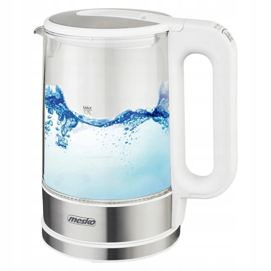 Elektrinis stiklinis virdulys MS-1301 su temperatūros reguliavimu, belaidis, 1,5 l, baltas