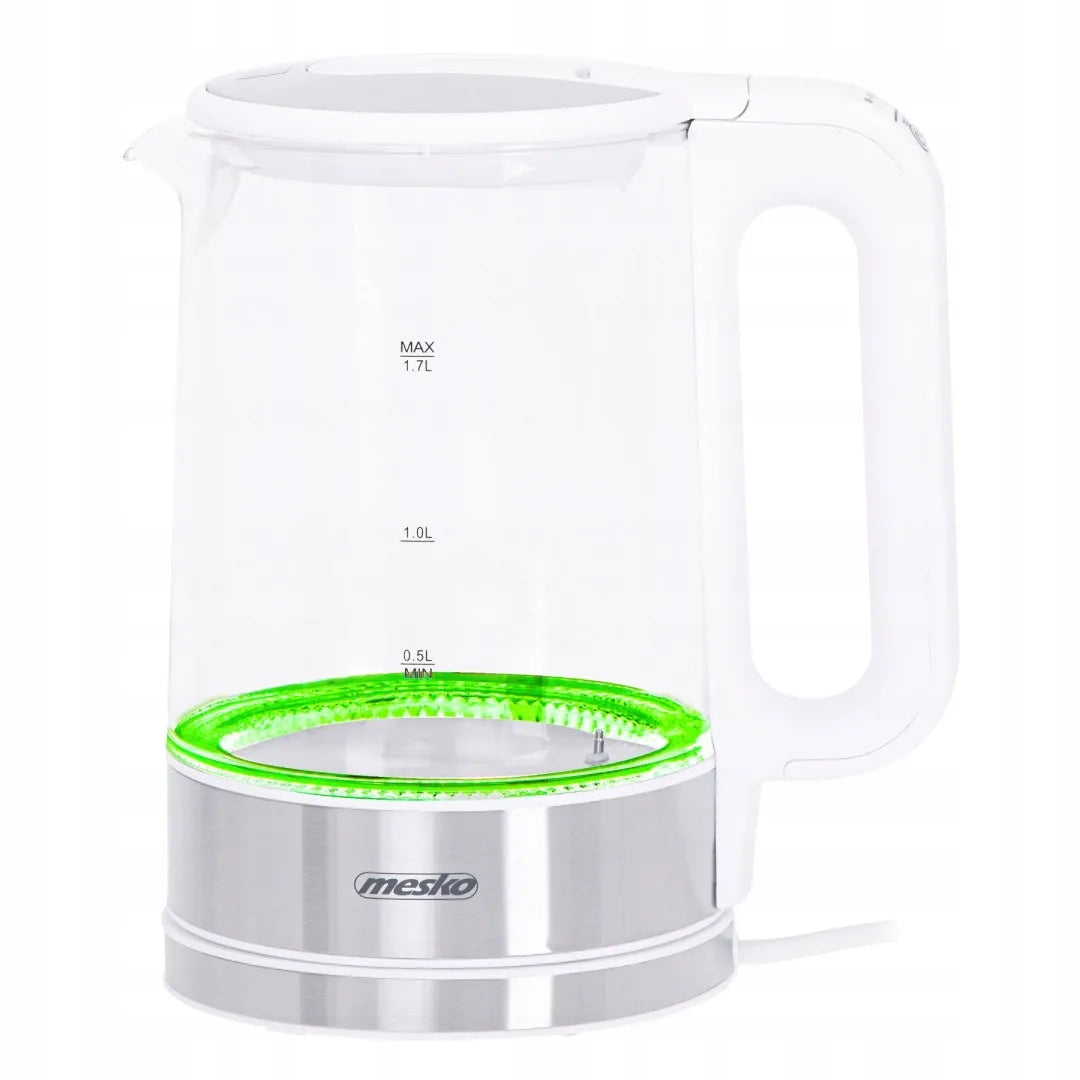 Elektrinis stiklinis virdulys MS-1301 su temperatūros reguliavimu, belaidis, 1,5 l, baltas