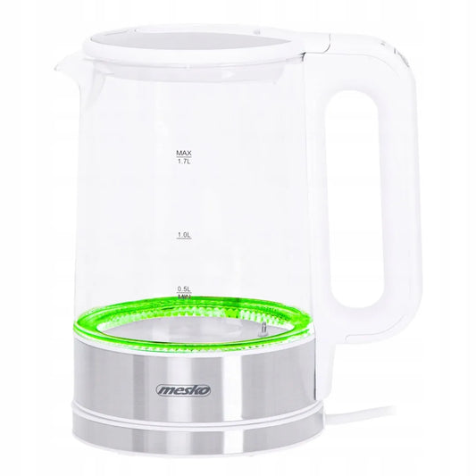 Elektrinis stiklinis virdulys MS-1301 su temperatūros reguliavimu, belaidis, 1,5 l, baltas
