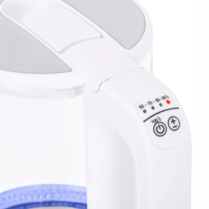 Elektrinis stiklinis virdulys MS-1301 su temperatūros reguliavimu, belaidis, 1,5 l, baltas