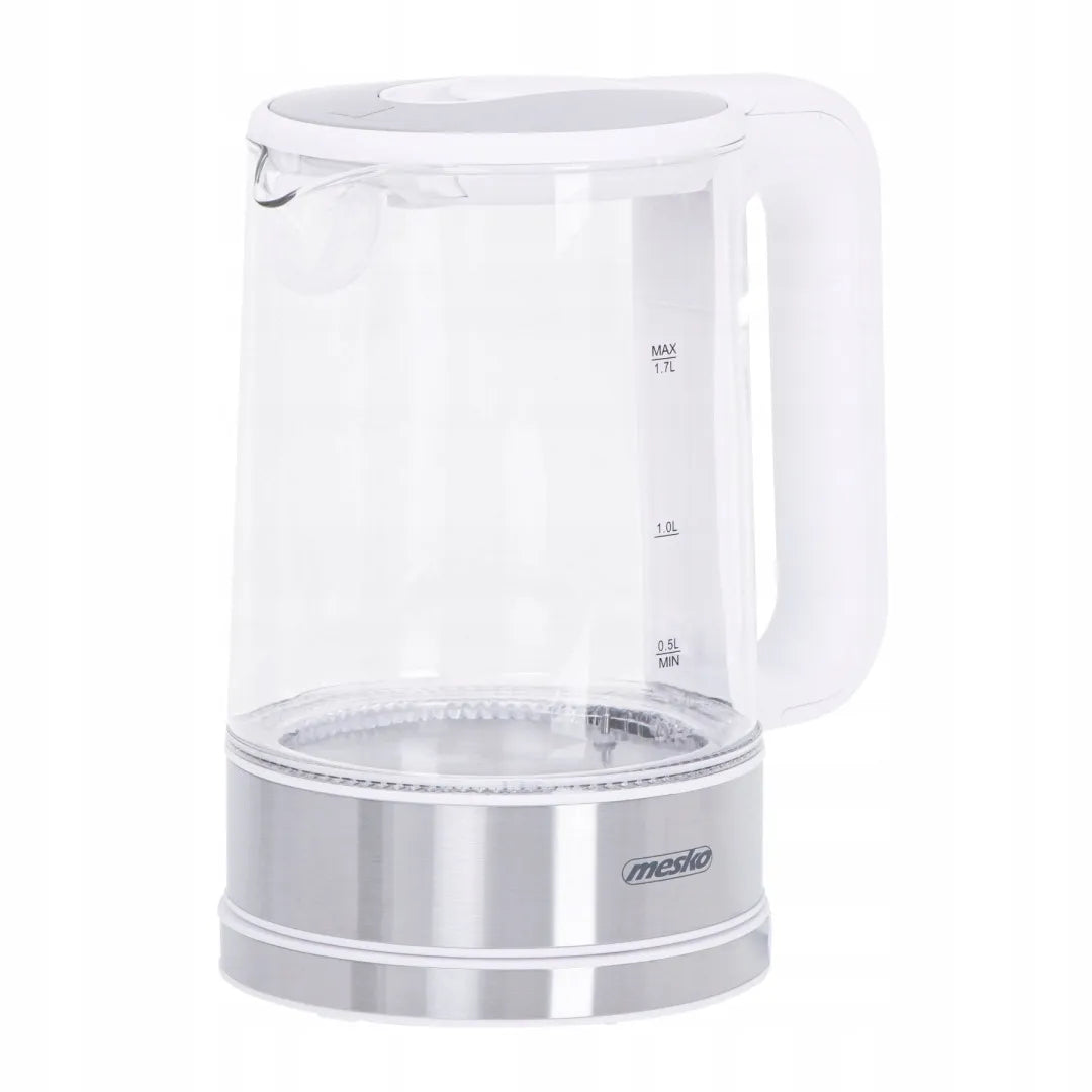 Elektrinis stiklinis virdulys MS-1301 su temperatūros reguliavimu, belaidis, 1,5 l, baltas