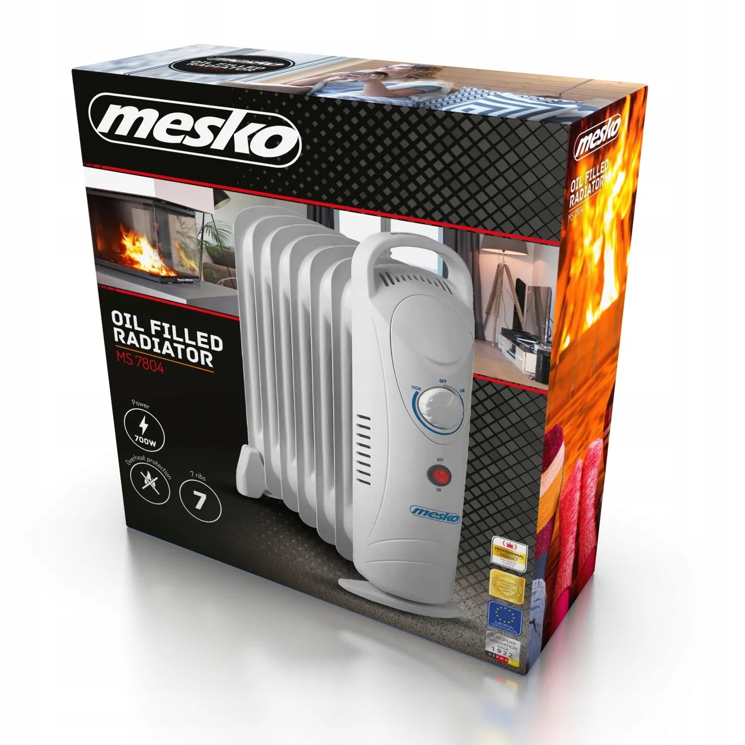 Elektrinis tepalinis radiatorius Mesko, 7 briaunų, 800 W, su temperatūros reguliavimu
