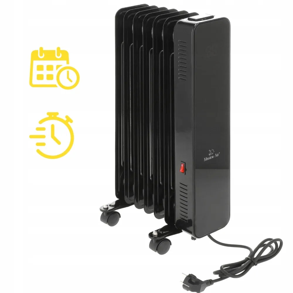 Elektrinis tepalinis radiatorius Mission Air OSLO 1500W, juodas, su WiFi ir laikmačiu
