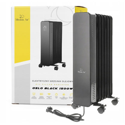 Elektrinis tepalinis radiatorius Mission Air OSLO 1500W, juodas, su WiFi ir laikmačiu