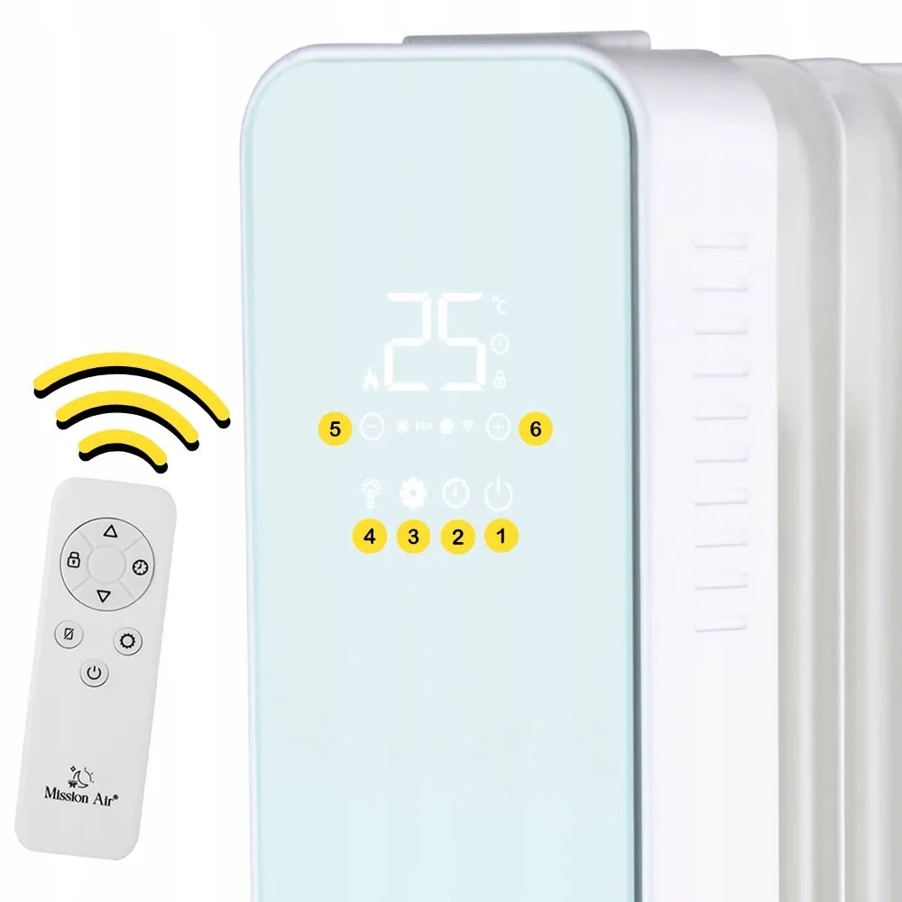 Elektrinis tepalinis radiatorius Mission Air OSLO 2000W baltas, su WiFi ir laikmačiu
