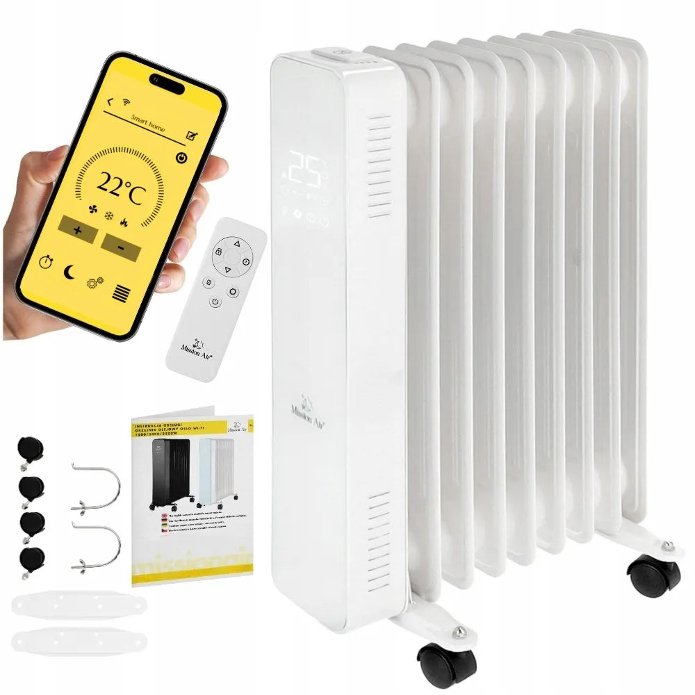 Elektrinis tepalinis radiatorius Mission Air OSLO 2000W baltas, su WiFi ir laikmačiu