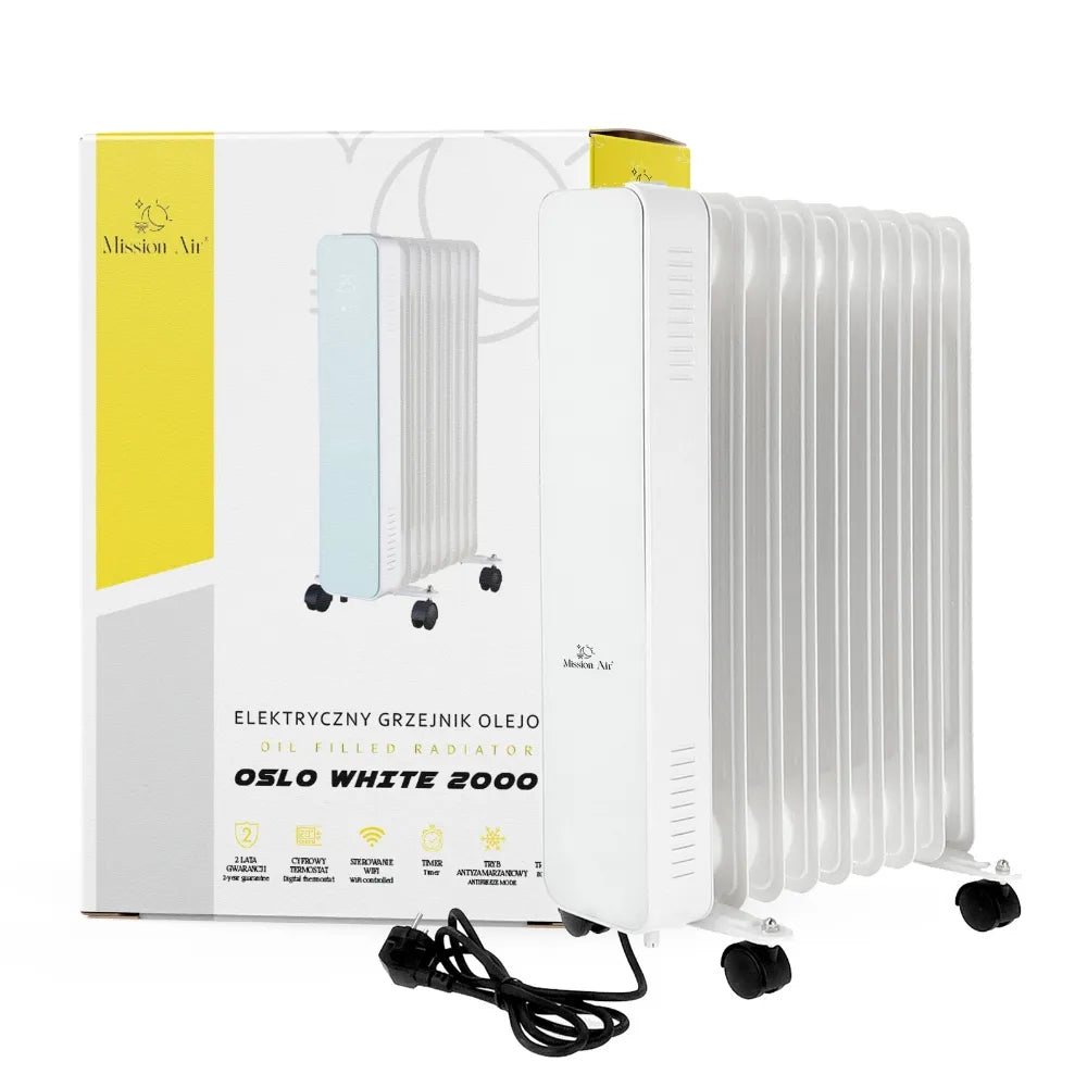 Elektrinis tepalinis radiatorius Mission Air OSLO 2000W baltas, su WiFi ir laikmačiu