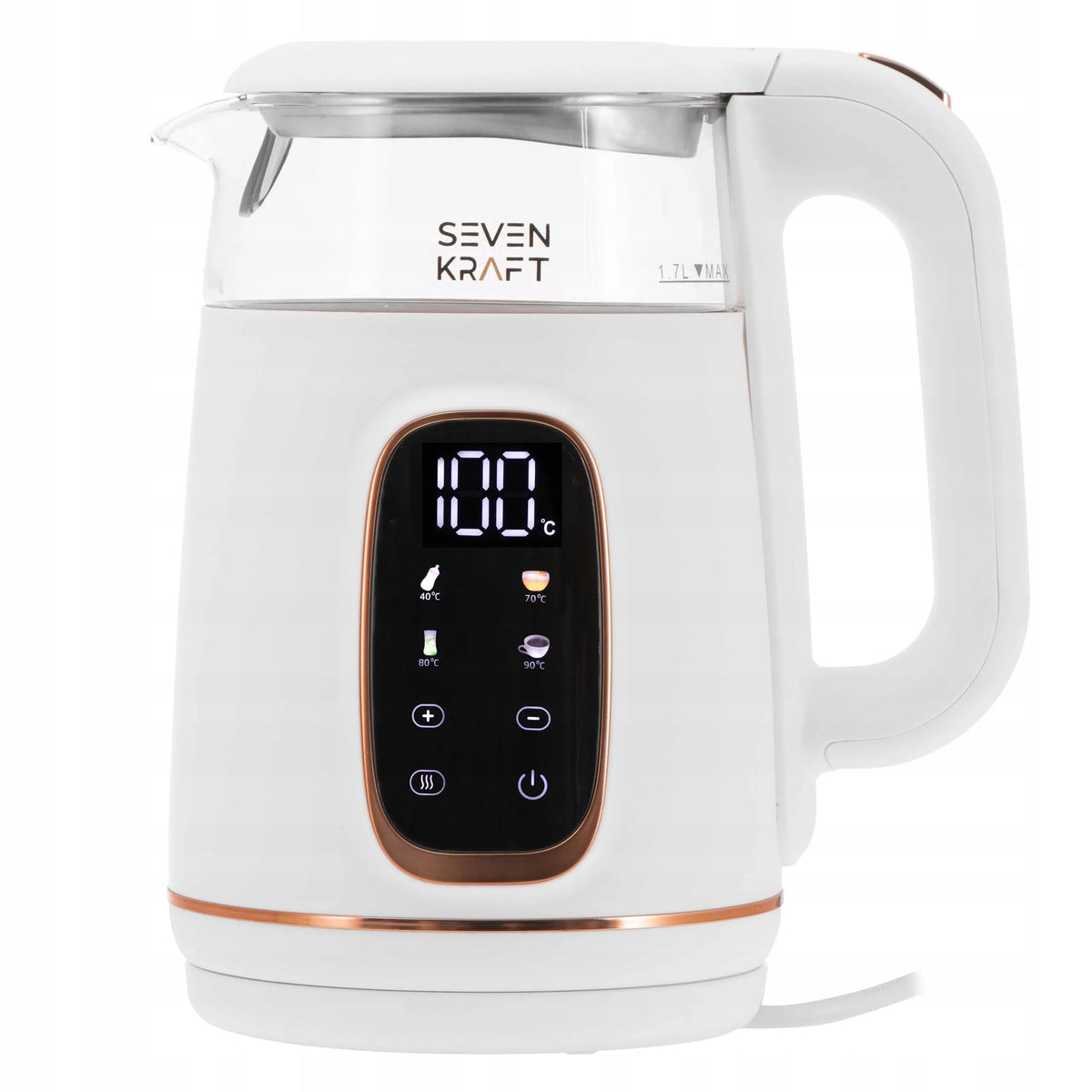 Elektrinis virdulys „Sevenkraft“ SK 1308wg, baltas, su temperatūros reguliavimu, 1,7 l