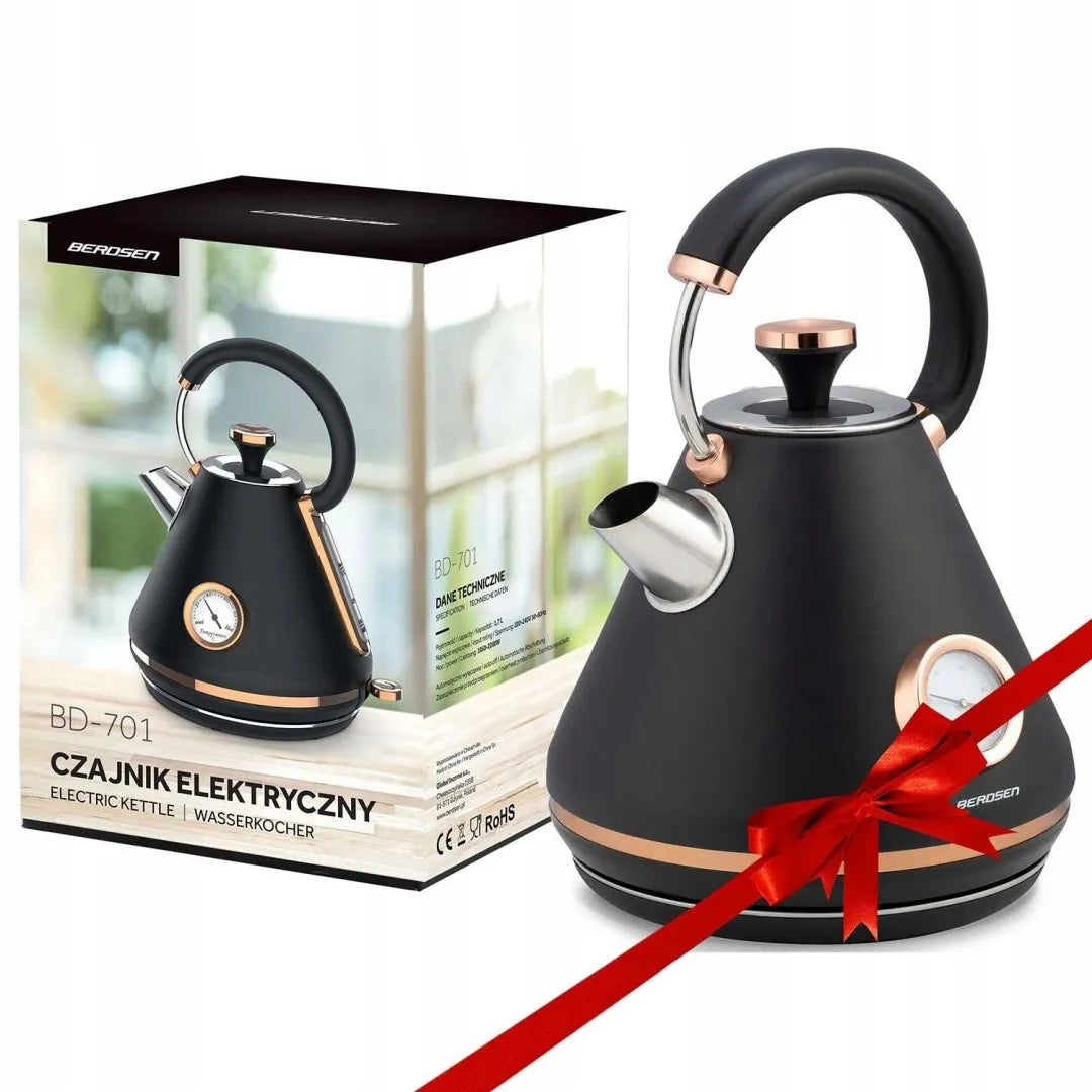 Elektrinis virdulys su termometru Berdsen BD-701, 1,7 l, juodas