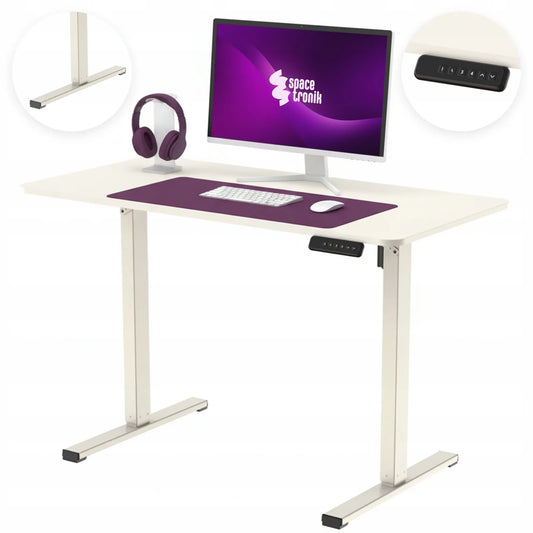 Elektriniu būdu reguliuojamas stalas 120 × 60 cm, 50 kg, Spacetronik, su atmintimi, dramblio kaulo spalvos