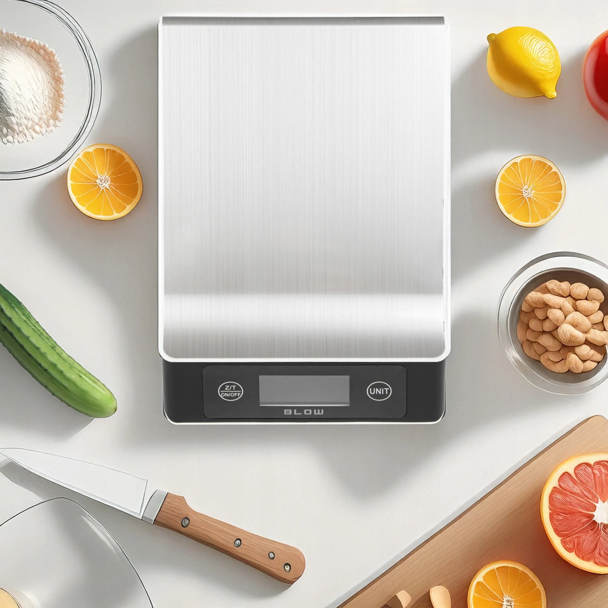 Elektroninės virtuvinės svarstyklės BLOW 7 vienetų 10 kg / 1 g nerūdijantis plienas LCD baterijos
