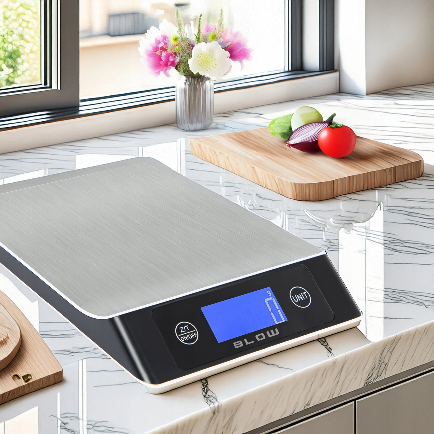 Elektroninės virtuvinės svarstyklės BLOW 7 vienetų 10 kg / 1 g nerūdijantis plienas LCD baterijos
