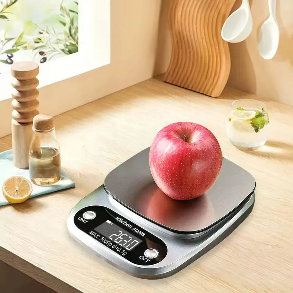 Elektroninės virtuvinės svarstyklės BLOW KS203, 5kg/1g, LCD, sidabrinės + baterijos