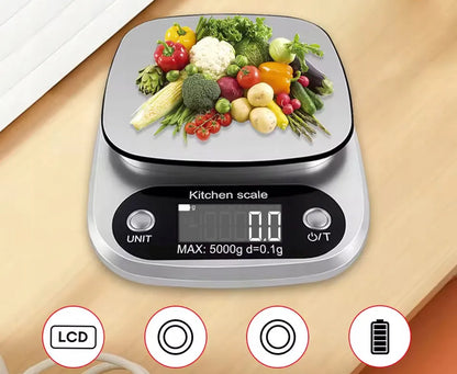 Elektroninės virtuvinės svarstyklės BLOW KS203, 5kg/1g, LCD, sidabrinės + baterijos