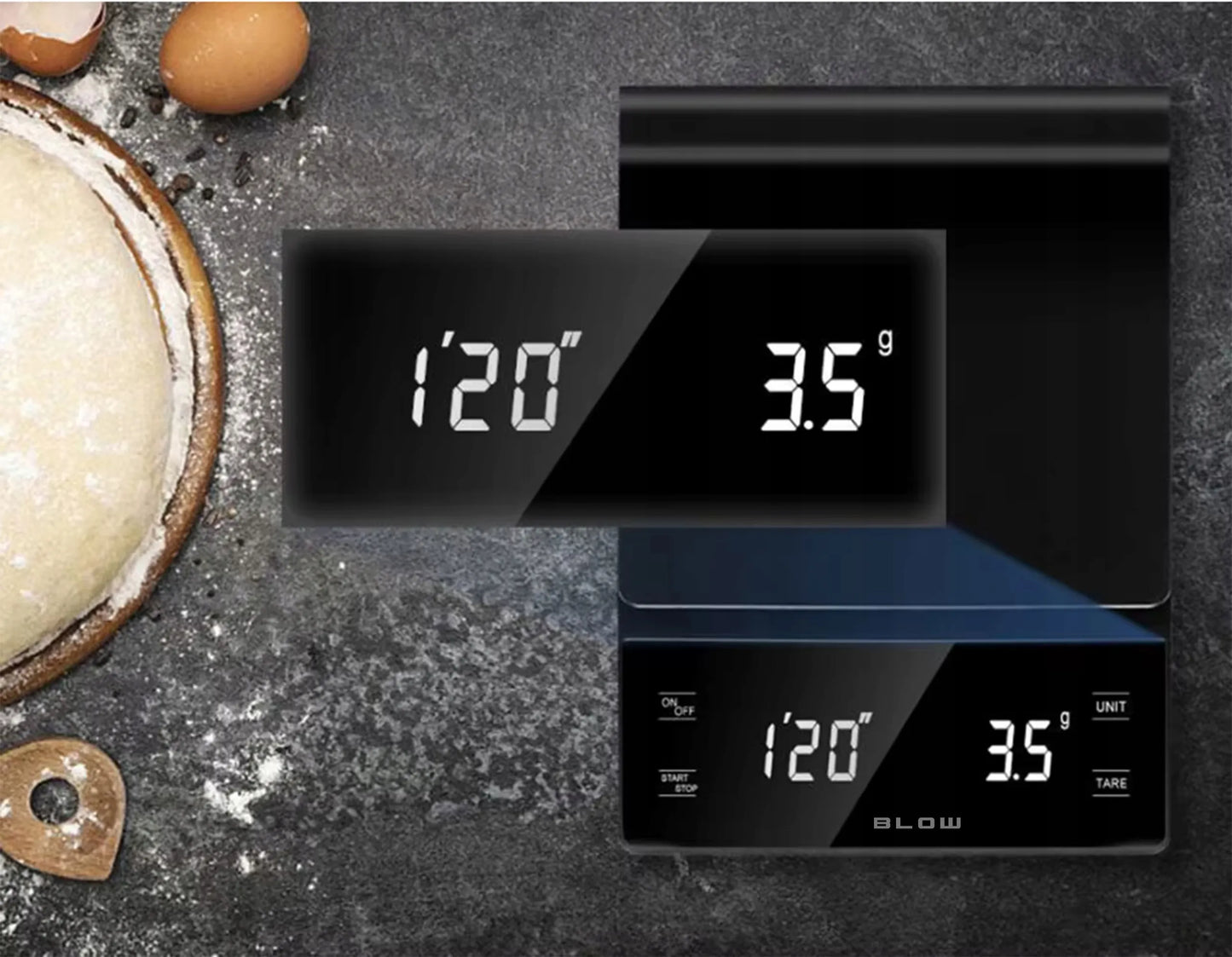 Elektroninės virtuvinės svarstyklės kavai, tikslios 3000g/0,1g, LCD, laikmatis, baterijos