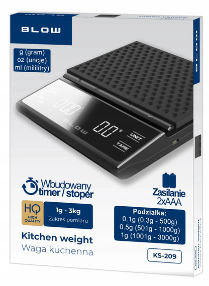 Elektroninės virtuvinės svarstyklės kavai, tikslios 3000g/0,1g, LCD, laikmatis, baterijos