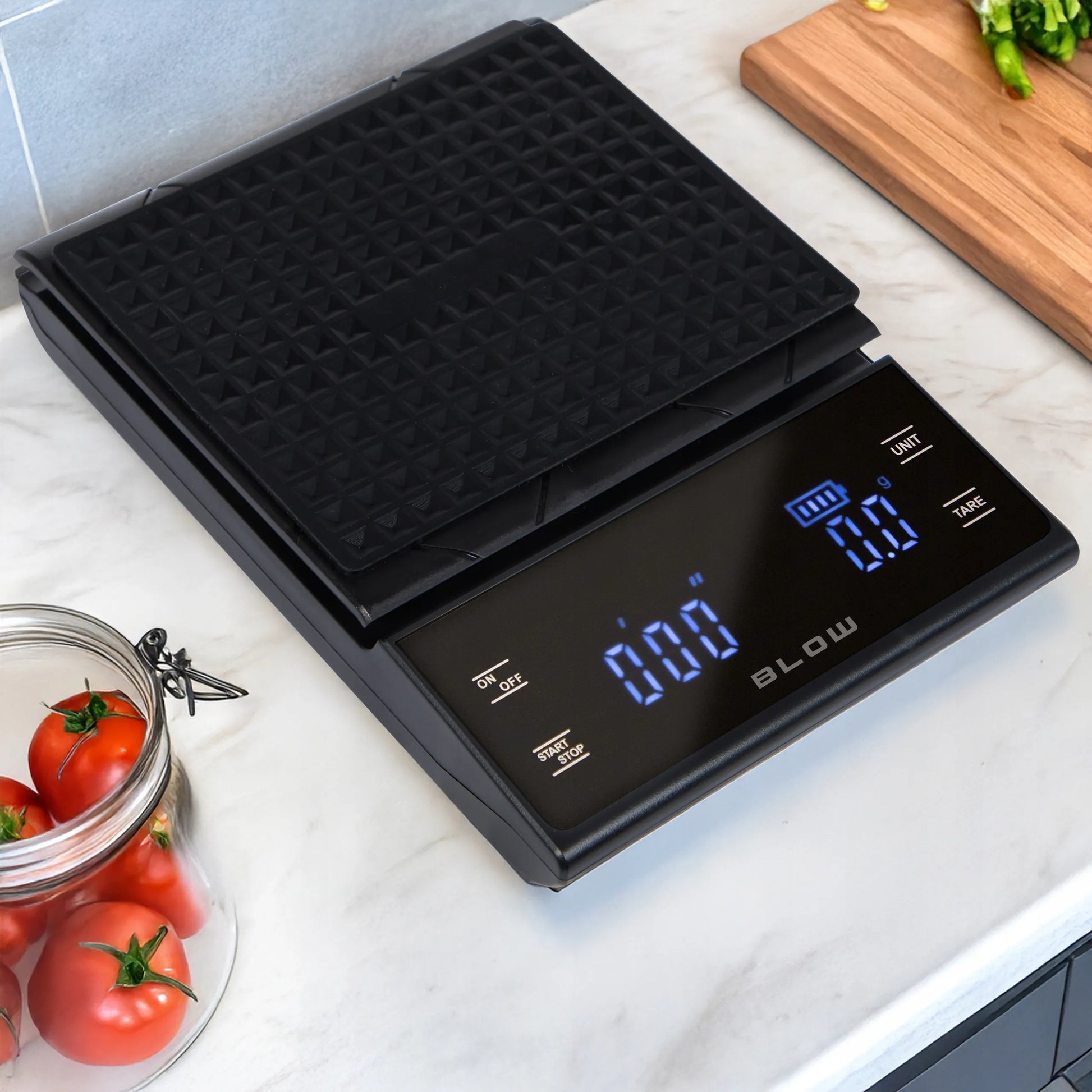 Elektroninės virtuvinės svarstyklės kavai, tikslios 3000g/0,1g, LCD, laikmatis, baterijos