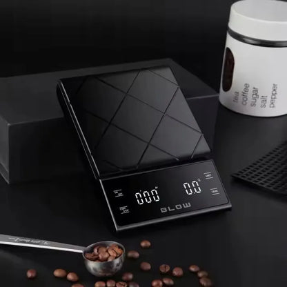 Elektroninės virtuvinės svarstyklės kavai, tikslios 3000g/0,1g, LCD, laikmatis, baterijos