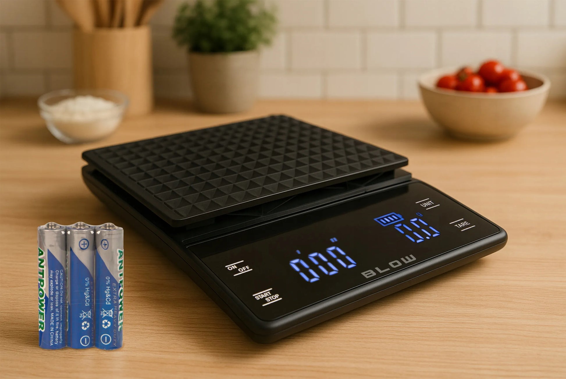 Elektroninės virtuvinės svarstyklės kavai, tikslios 3000g/0,1g, LCD, laikmatis, baterijos