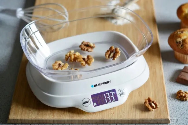 Elektroninės virtuvinės svarstyklės su dubeniu Blaupunkt FKS501 iki 5 kg, baltos