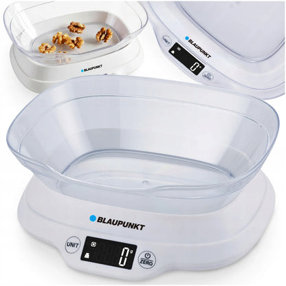 Elektroninės virtuvinės svarstyklės su dubeniu Blaupunkt FKS501 iki 5 kg, baltos