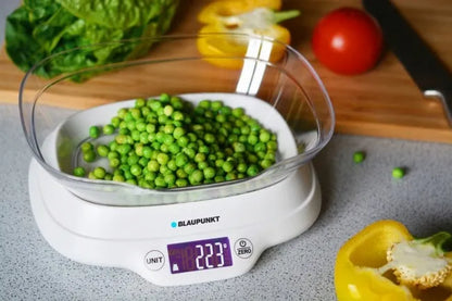 Elektroninės virtuvinės svarstyklės su dubeniu Blaupunkt FKS501 iki 5 kg, baltos