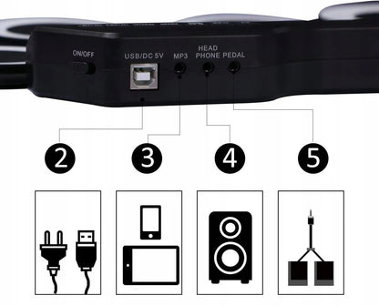 Elektroniniai būgnai vaikams ir suaugusiems USB silikoniniai 7 padai