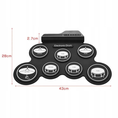 Elektroniniai būgnai vaikams ir suaugusiems USB silikoniniai 7 padai