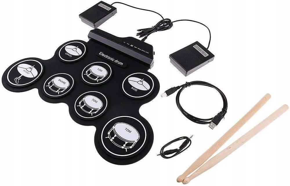 Elektroniniai būgnai vaikams ir suaugusiems USB silikoniniai 7 padai