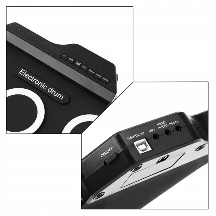 Elektroniniai būgnai vaikams ir suaugusiems USB silikoniniai 7 padai