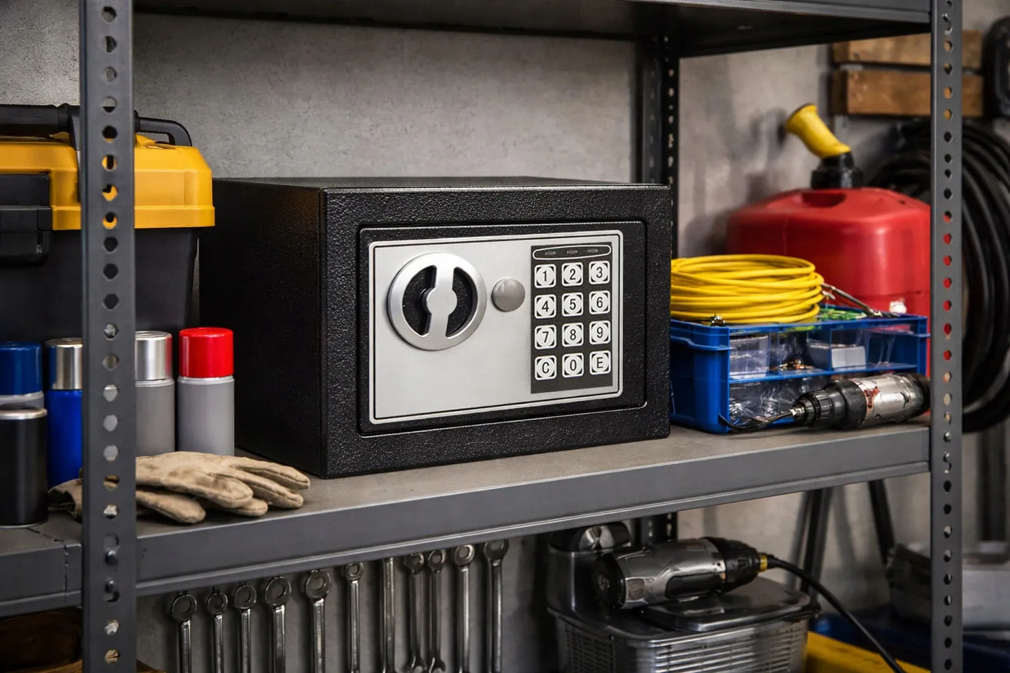 Elektroninis seifas su kodu ir raktu, patikima metalinė seifo dėžutė