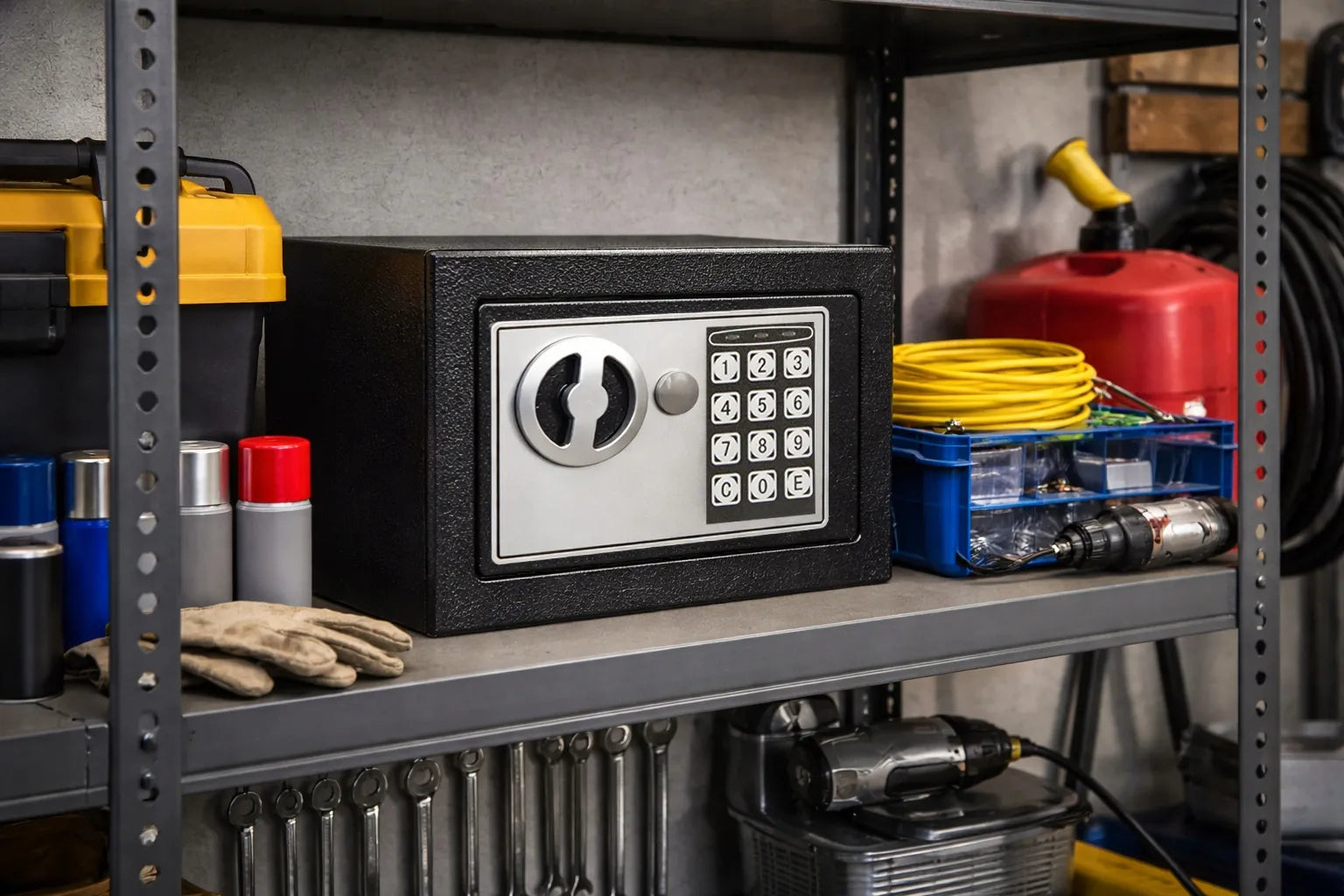 Elektroninis seifas su kodu ir raktu, patikima metalinė seifo dėžutė