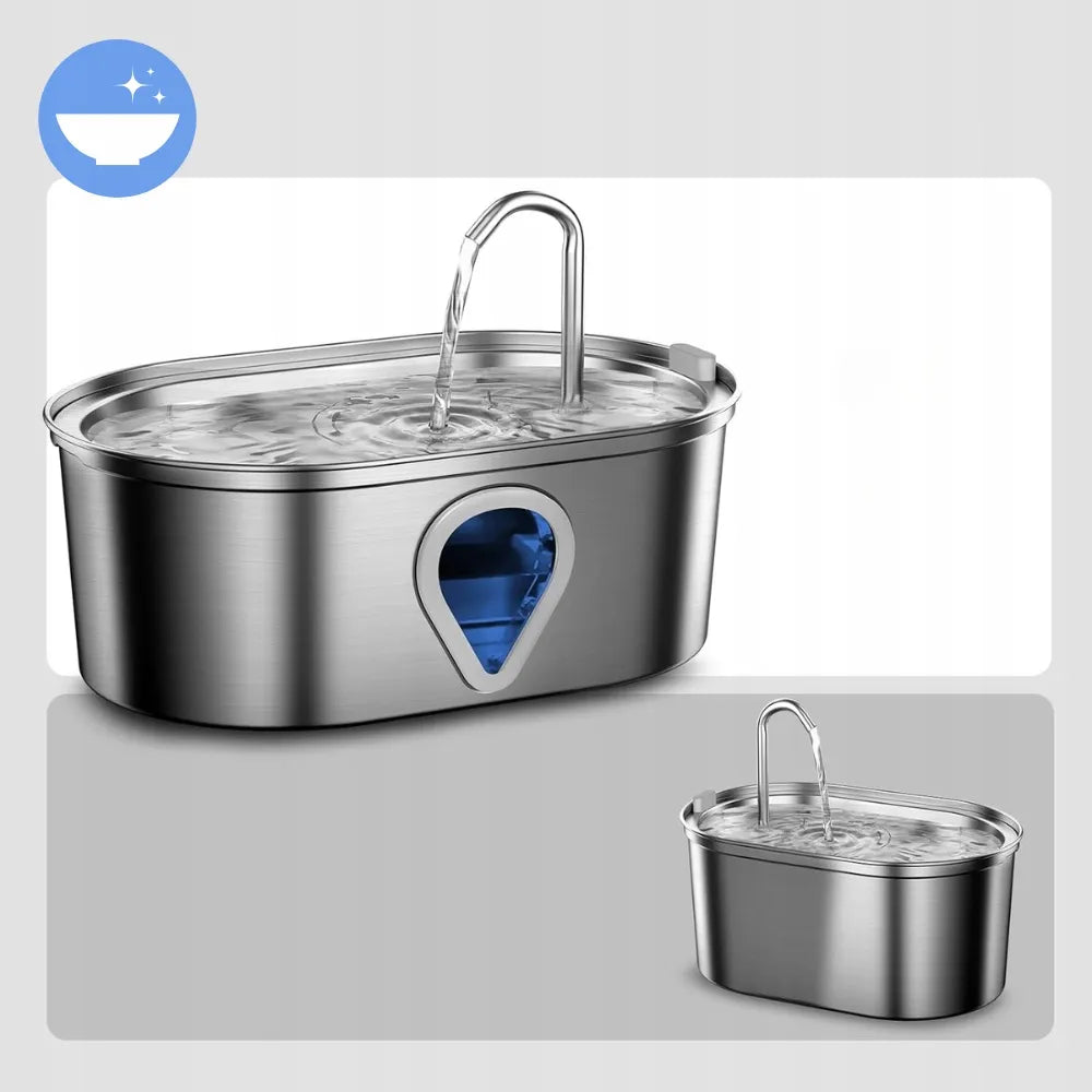 ELS PET automatinis fontanėlis šunims ir katėms, nerūdijančiojo plieno, tylus, su filtru, 3,5 l