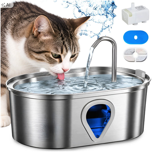ELS PET automatinis fontanėlis šunims ir katėms, nerūdijančiojo plieno, tylus, su filtru, 3,5 l